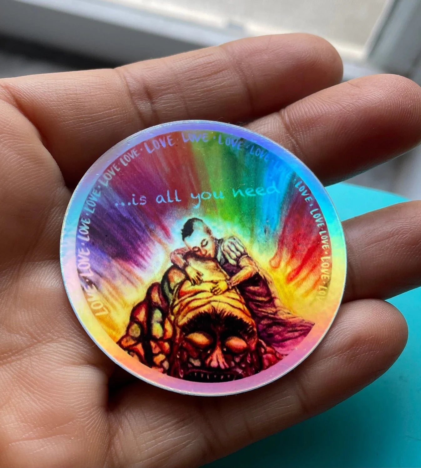 Love….is all you need holographic vinyl sticker